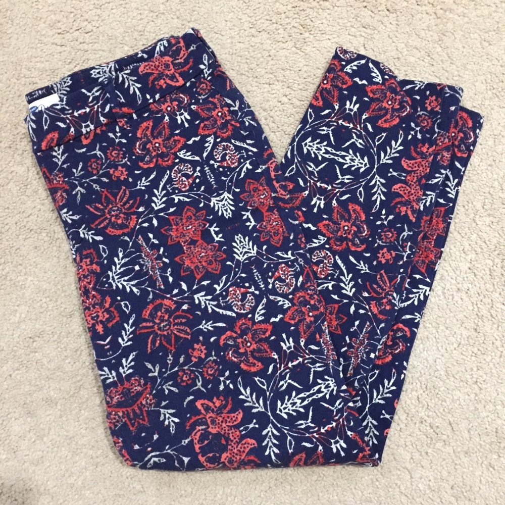 Old Navy Diva Daisy Ankle Pants Size 10 Blue White